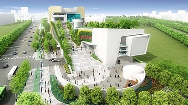 中台灣電影中心與國漫館合建案-建築外觀模擬圖。圖/台中市政府新聞局提供