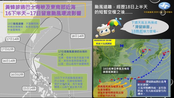 黃蜂颱風17日最接近台灣。圖／截自「報天氣 - 中央氣象局」臉書粉絲專頁
