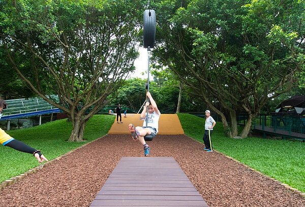 高空溜索受到小朋友喜愛。圖/桃園市政府提供