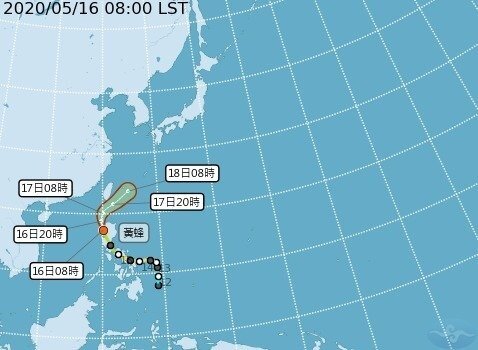 依最新颱風路徑顯示，黃蜂颱風自17日凌晨後可能逐漸影響台灣東部、東南部。圖／氣象局提供