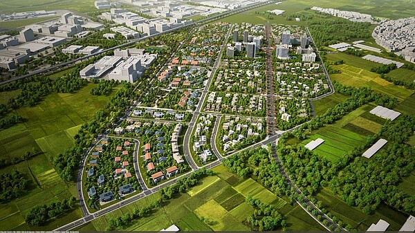 台南市南科特定區開發區塊F、G區段徵收模擬圖。圖/台南市政府提供