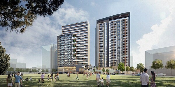 錦州社會住宅新建工程西南向立面模擬圖。圖/台北市新工處提供