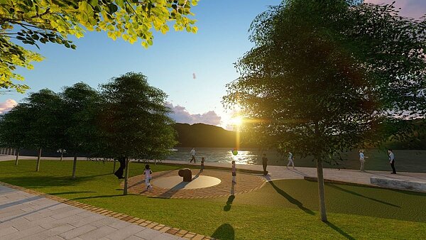 關渡碼頭區將打造河岸新風光,預計年底完工。圖/台北市水利局