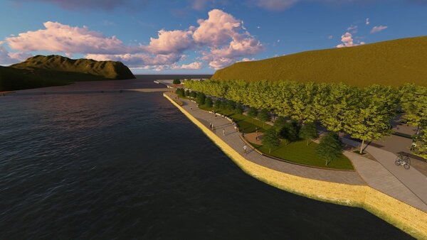 關渡碼頭區將打造河岸新風光，預計年底完工。圖／台北市水利局
