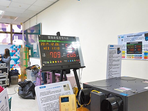 市內3座親子館安裝室內空氣品質自動監控設施，用來監測室內空氣品質。（邱立雅攝）