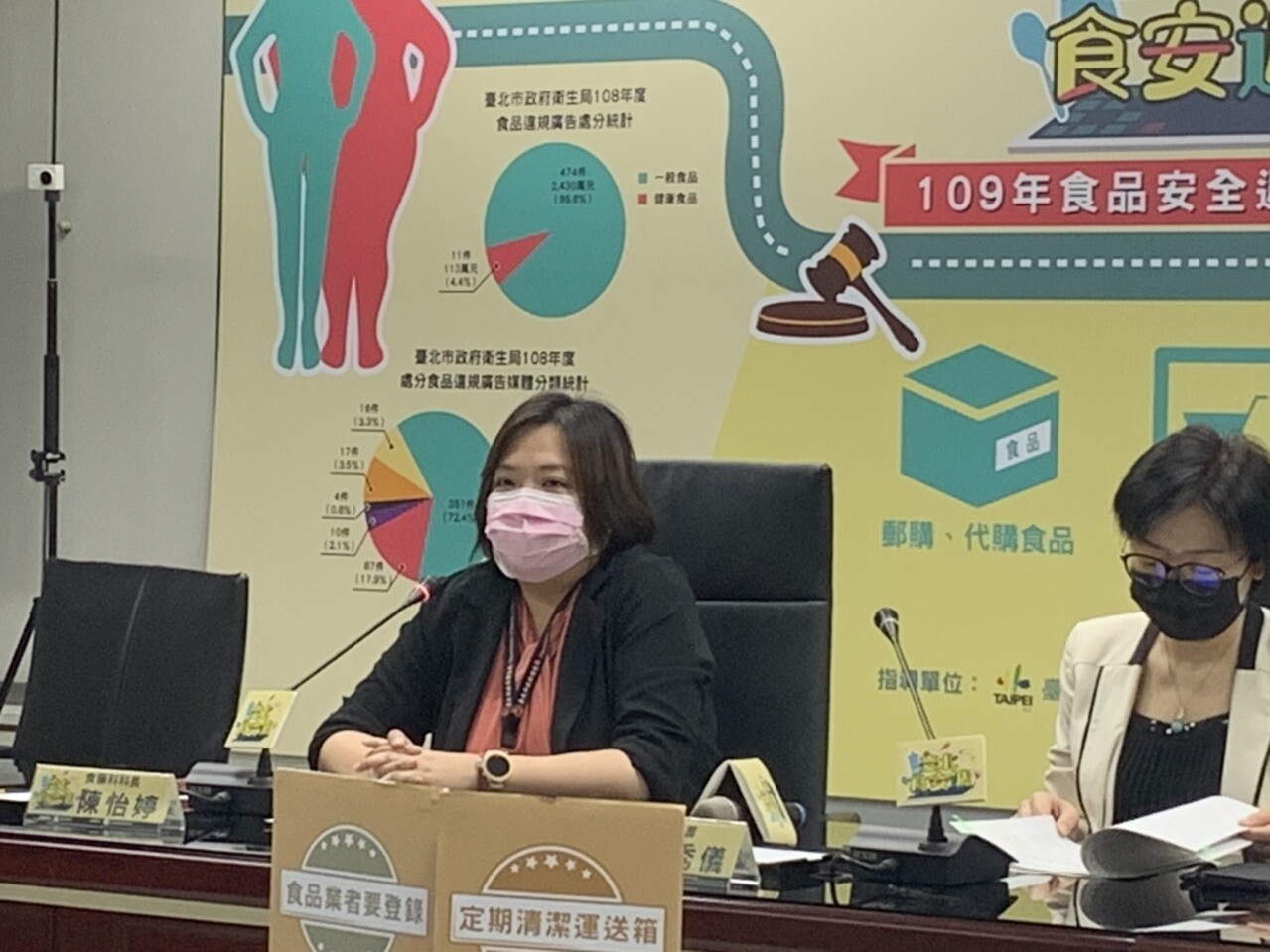 北市衛生局食品藥物管理科長陳怡婷呼籲，未經查驗仍登記販售者，將面臨新台幣3萬至300萬元罰緩，呼籲民眾及業者自重。記者趙宥寧／攝影