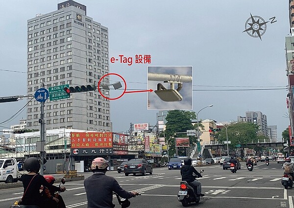 中市交通局在中清漢口路設「e-Tag設備」。圖/台中市政府提供