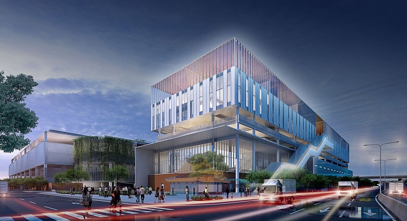 漁產大樓夜間模擬圖。圖/台北市新工處提供