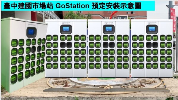 建構城市綠能運具系統，中市府擇定40處電動機車電池交換站。圖／台中市經發局提供