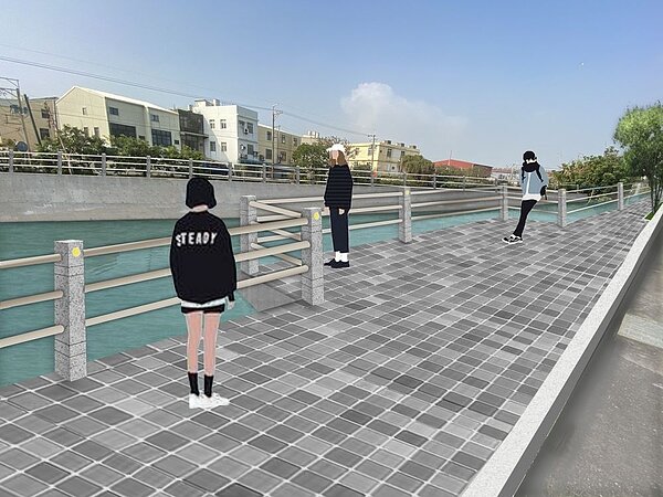 梧棲區安良港排水護岸改善應急工程預計改善護岸,人行道長度270公尺及周邊道路,新增兩處觀景平台與綠廊空間 。圖/台中市政府水利局提供