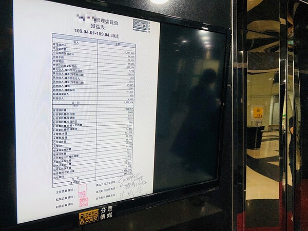 社區月收不到50萬恐破產?專家坦言:不可能不調漲 從大樓的管理費收支表,就能判斷出該社區的狀況。圖/好房網News記者唐主桂攝