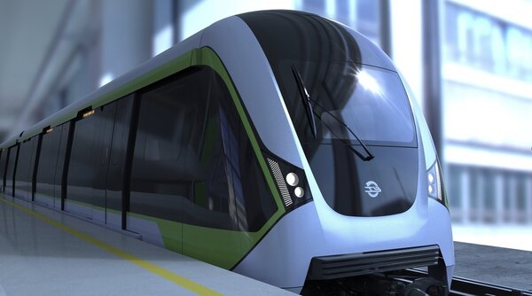 捷運綠線車廂外型設計，通車後示意圖。圖／捷工局提供。