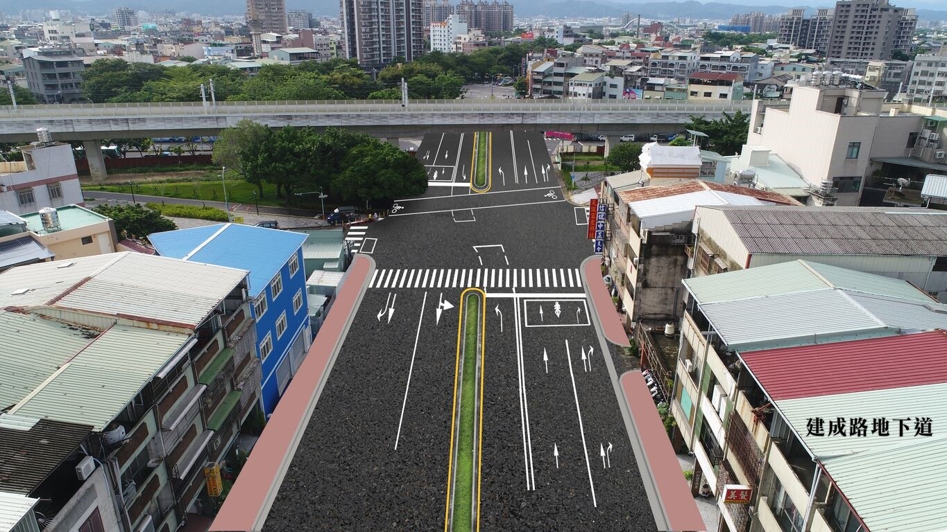 建成路地下道填平後模擬圖。圖/台中市建設局提供