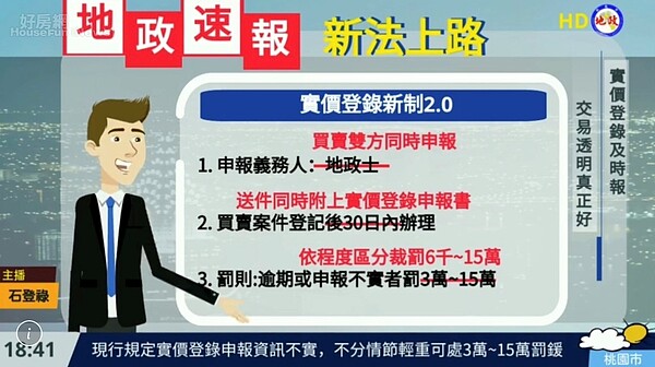 桃園市地政局製作動畫短片,以輕鬆的方式說明實價登錄新制的各種規定。圖片桃園市地政局提供