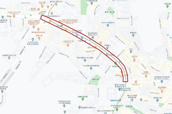 內湖區康寧路三段整修範圍。圖/臺北市政府工務局新建工程處提供