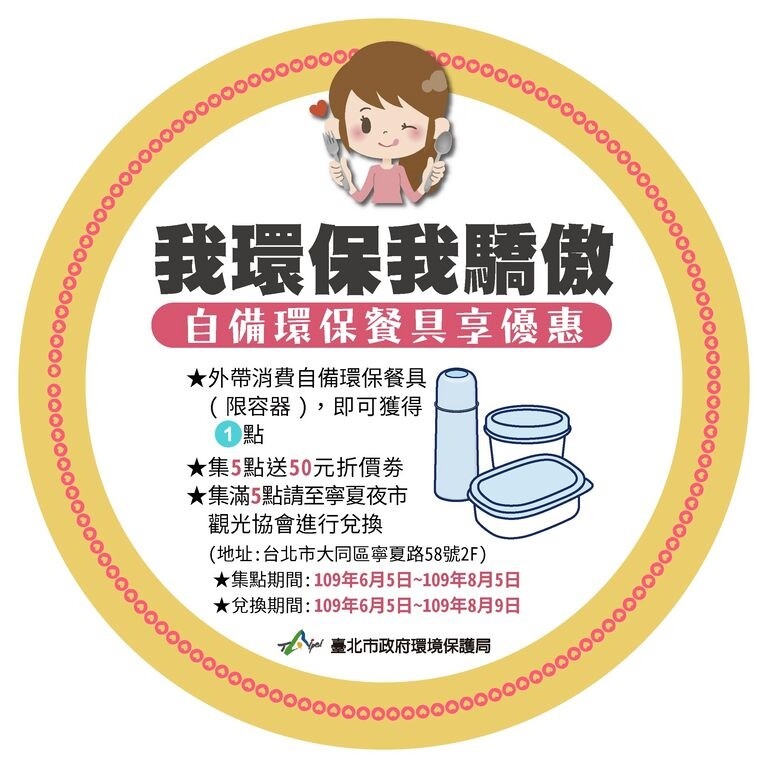 寧夏夜市商家「集圓貼」。圖/台北市環保局提供