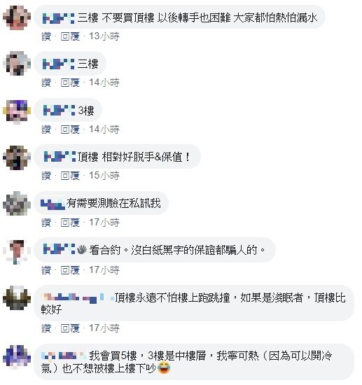 網友問3樓跟5樓到底哪層好?結果都各有人推薦。圖/截自臉書社團《買房知識家(Q你的A)》