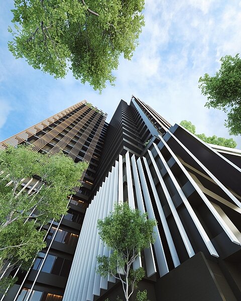 信松廣場建築3D模擬透視圖。