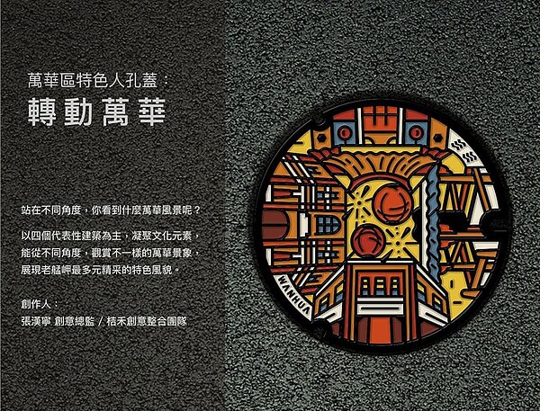 萬華區特色孔蓋。圖/台北市工務局水利工程處提供