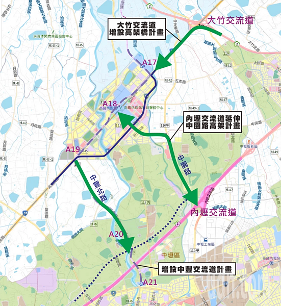 桃園青埔地區近期推動許多發展計畫及大型活動，成為重要的重劃區也是觀光亮點。桃園市政府交通局與高公局合作，於青埔地區規畫3處高速公路計畫。圖／桃園市政府交通局提供