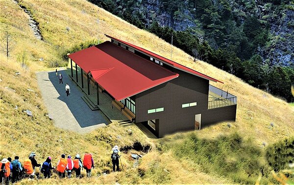 雪霸國家公園管理處辦理雪山主峰路線369山莊重建工程,新山莊設計為2層樓,公共空間將倍增,廁所也會改設在山莊內。圖/雪霸國家公園管理處提供