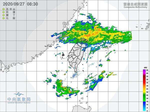 今、明兩天北部及東北部地區有陣雨,並有局部大雨發生的機率。圖/取自氣象局網站