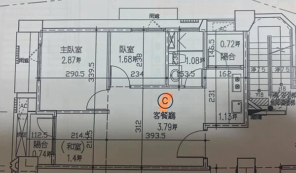 14坪尺寸圖。圖/取自臉書社團《買房知識家(Q你的A)》