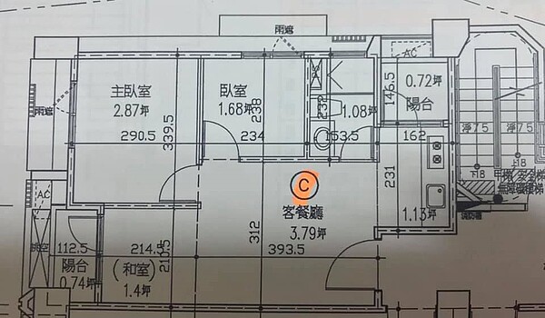 14坪尺寸圖。圖／取自臉書社團《買房知識家（Q你的A）》