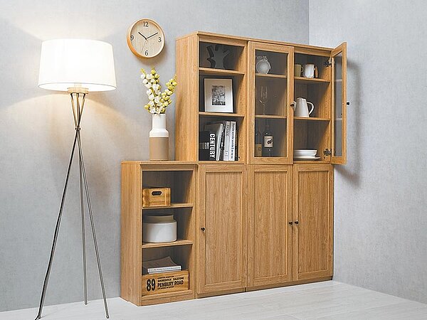 書櫃可變換出不同規格、顏色、置換層板及門片等,變化出高達60種組合變化。圖/特力屋提供