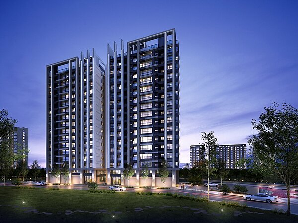 「關渡左岸-天湛」3D外觀模擬示意圖