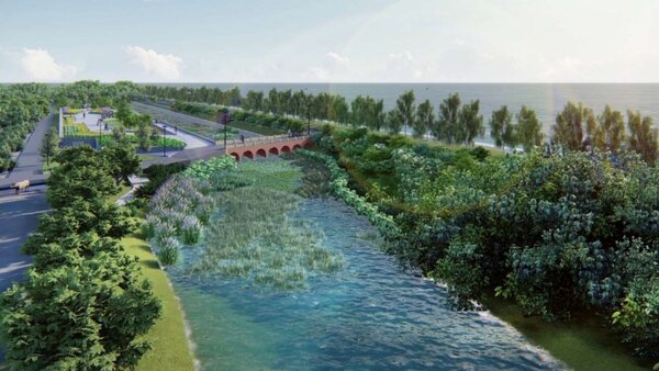 港南運河水質淨化工程模擬圖。圖／新竹市工務處提供