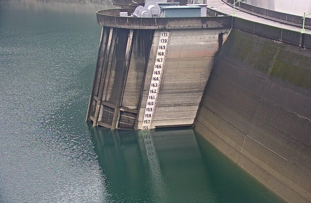 翡翠水庫水位於109年10月19日16時已回升至156.06公尺，蓄水率達64.8%。圖／翡管處提供