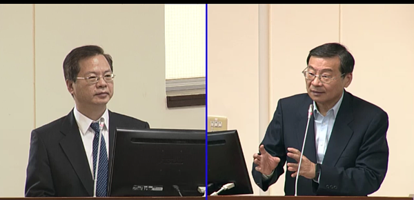 國民黨立委曾銘宗針(右)對政府如何因應高房價議題質詢國發會主委龔明鑫。圖/截自立法院直播畫面