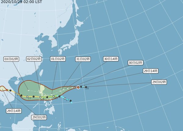 今年第19號颱風「天鵝」生成。圖／取自氣象局