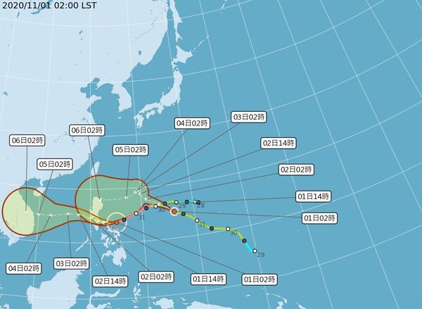 目前太平洋地區有2個颱風，為強颱天鵝和輕颱閃電。圖／取自氣象局網站