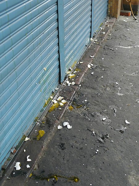 台南女大生兇殺案震驚各界,兇嫌住家遭人丟雞蛋。(聯合新聞網)