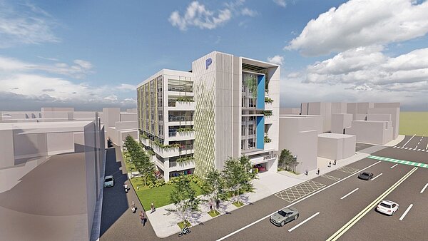 沙鹿沙田路立體停車場工程預計2022年5月完工。圖/台中市交通局提供