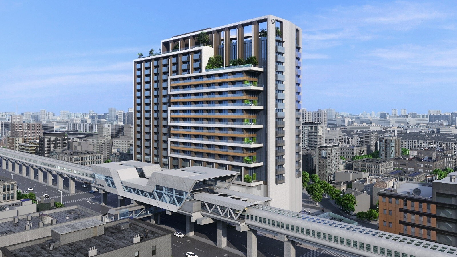 環狀線秀朗橋站土開案模擬空拍示意圖。圖/新北市政府提供