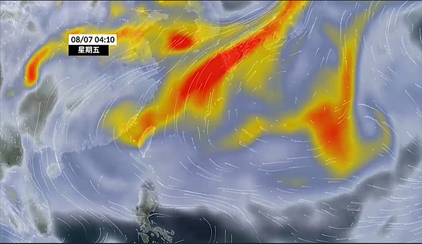 天氣風險公司說，台灣東方的日本小笠原群島西之島噴發的火山灰，沿著太平洋高壓的偏東風，傳送到台灣。圖／取自天氣風險公司臉書粉專