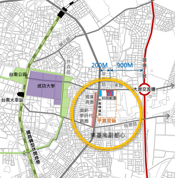 台南東區平實營區示意圖。圖/台南市政府都市發展局提供