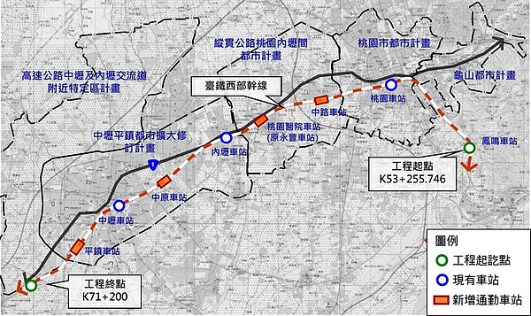 台鐵桃園段地下化建設計畫示意圖。圖片營建署提供