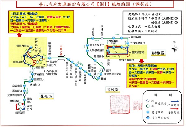 981線調整後路線圖。圖／新北市政府提供