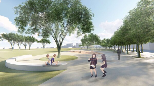 大湳雅公園將再升級，新增共融式遊具、五感花園，並設有活動廣場，綠地面積將在擴增達5公頃，預計2022年開放。圖／新竹市都發處提供