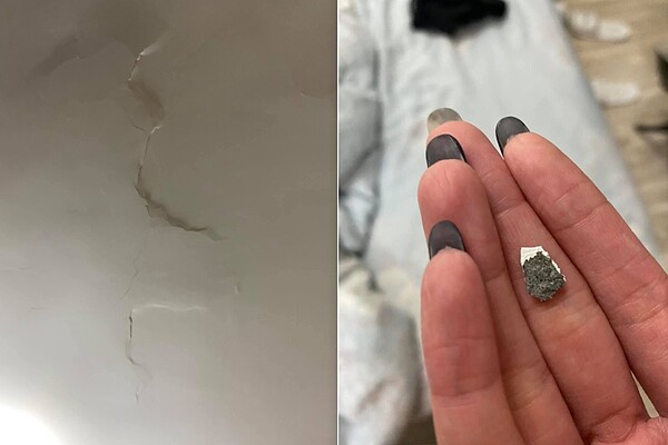 女網友樓上鄰居裝潢後,卻發現自己家牆壁裂掉、天花板漏水。圖/截自《爆怨公社》