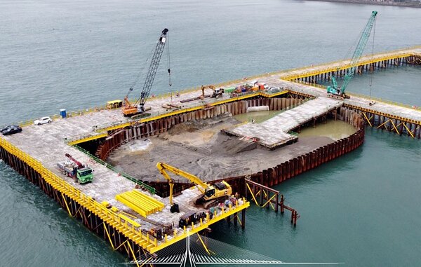 淡江大橋第2標八里端引橋至八里連絡道及淡水端隧道段工程預計於今（2021）年4月完工。示意圖／公路總局