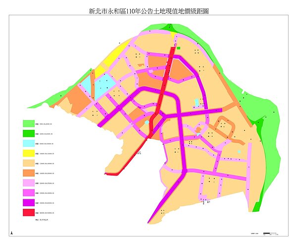 永和區公告土地現值以頂溪站、永和路二段為高。圖／新北市政府提供