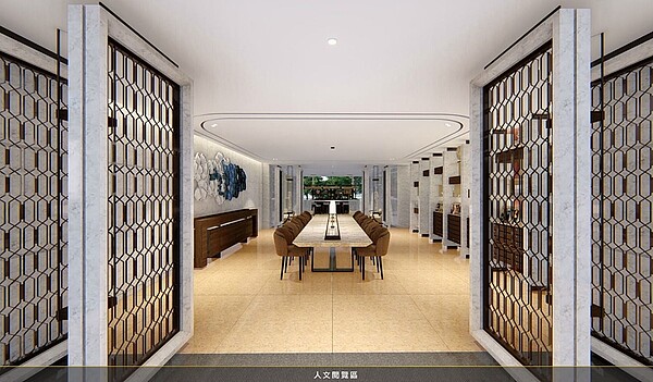 偌大的閱覽室,與信箱區規劃在一起(3D合成圖)/利晉營造、弘新建設提供