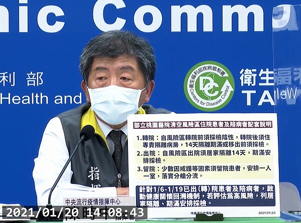 今日公布國內新增1例本土COVID-19確定病例(案870),為案839家人。圖/截自疾管署直播