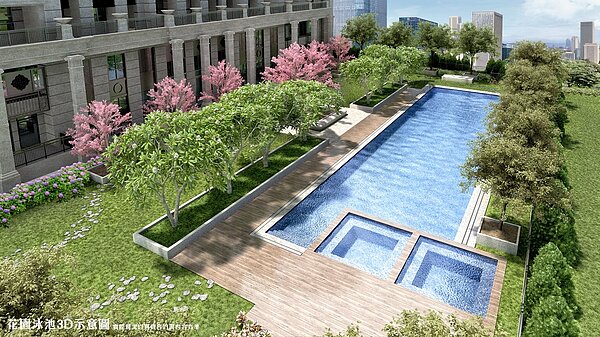 花園景觀游泳池,相當愜意/海悅廣告提供
