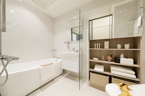 空間設計很優異的衛浴間,27坪2+1房單衛浴都配置浴缸/海悅廣告提供